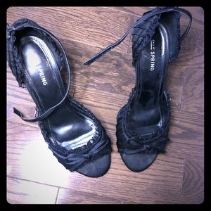 Call it spring black lace peep toe stilet, S7